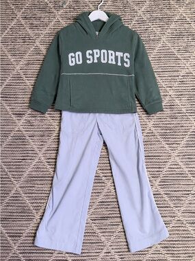 Carter's Green 'Go Sports' Hoodie with Light Gray Pantsi top 4t bottom 5t